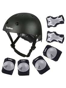 Kids Bike Helmet Protection Gear Set For Toddler Youth Adult, Bicycle Helmet Knee Pads Elbow Pads Wrist Guards For Roller Skate Skateboard Cycling Skating - Black - View 9