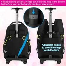 21-Inch Rolling Backpack For Girls, Black Wheeled School Bag With Lunch Bag, Teenager Suitcase - Single Trolley Backpack - View 5