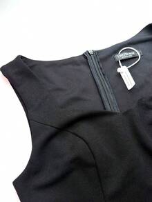 Vestido de noche ajustado de doble capa de gasa con cuello de corazón, manga larga y bordado de lentejuelas [Estampado aleatorio] UNITHORSE para mujer - Negro - Ver 8