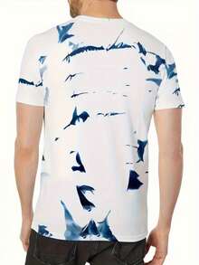 3件装男士扎染涂鸦印花圆领T恤休闲短袖修身T恤 - 彩色 - 查看 3