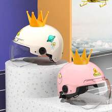 Bonita corona de ojos con forma de príncipe rana para decorar tu casco de moto y bicicleta eléctrica - Negro - Ver 7