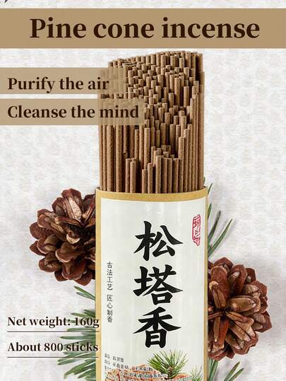 160g, Pine Cone Incense Sticks, Naturally Fresh And Fragrant With A Long-Lasting Pine Cone Scent. Made With Natural Ingredients, They Provide Energy And Purify The Air. Entertaining Guests, And Ramadan.