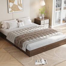 Estructura de cama de plataforma de madera, estructura de cama de madera sin cabecero, soporte de listones de madera, no requiere colchón de muelles, fácil de montar. - Marrón - Ver 6