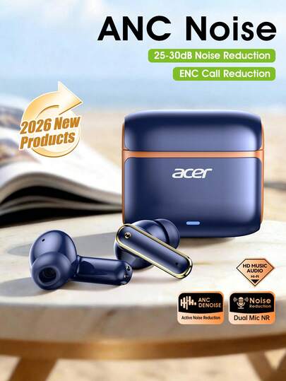  Acer OHR637 Sports Noise Cancelling Wireless Earbuds, ANC/ENC Call Noise Cancellation, Earphones For Running, In-Ear Comfortable Fit, Charging Case For Extended Playtime, Low Latency For Gaming, Hi-Fi Surround Sound, Type-C Fast Charging, Compatible With Smartphones And Tablets, Recommended Valentine's Day Gift