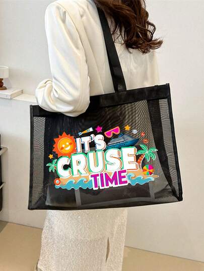 Bộ 2 túi lưới dung tích lớn, in chữ họa tiết du lịch, túi đi biển chống nước, chống cát, có thể gấp gọn, túi xách lưới đi biển trang trí chữ cái, túi đeo vai cho nữ, túi quà tặng cá nhân hóa, thích hợp cho đi làm, mua sắm, du lịch và sử dụng hàng ngày, là món quà hoàn hảo cho bạn bè, ngày Valentine, năm mới, tựu trường, quà tặng ngày của mẹ, quà tặng ngày lễ.