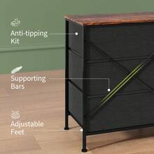 Mueble para TV con 8 Cajones de Tela y Tapete Superior de Madera | Organizador Ancho para Clóset con Estructura Metálica | Ideal para Dormitorio, Sala o Pasillo, Medidas: 160 x 68 x 35 cm - Marrón - Ver 7