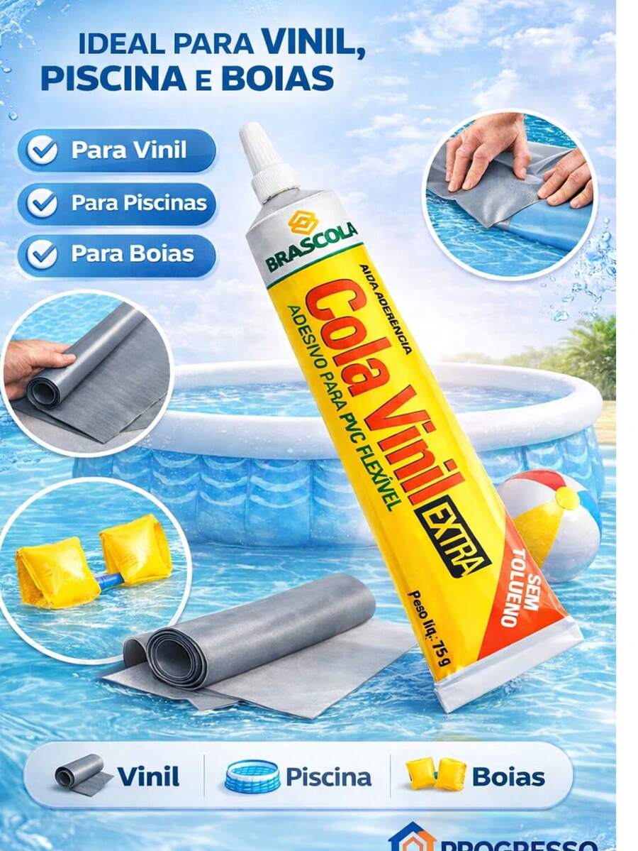 Cola Vinil Brascola 17g – Alta Fixação para Piscina, Boia e Vinil - A - Visão 1