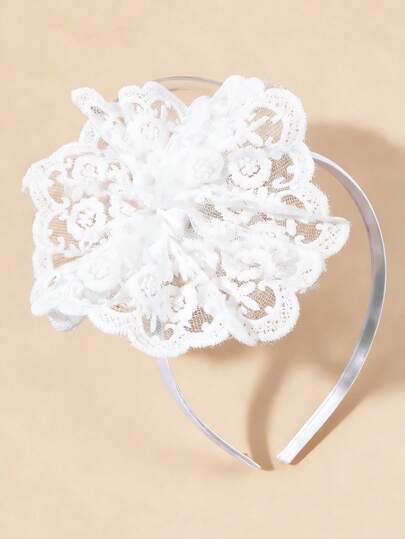 1 pieza Diadema de tul blanco, diadema con bordado de flores de encaje, estilo ballet para boda, accesorios de cabello dulces para niñas y adolescentes, regalos para primavera y verano