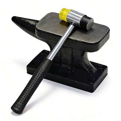 KLONKEE Mini Anvil Set, Forged Iron Anvil With Rubber Mallet Suitable For Jewelry Making, Blacksmith Forging Tool Set, Jewelry Hammer And Anvil Block Set, Silversmith Workbench Anvil Tools