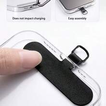 2pcs High Quality Phone Lanyard Clip Adhesive Sticker Universal Sturdy Phone Chain Phone Case Dedicated Anti-Lost Fixed Plate Clip - 2 Black Clip-on Pieces - View 3