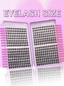 640片D型卷翘假睫毛套装，大容量组合装，DIY睫毛工具套装，包含30D+40D+50D+W型+枫叶型+恶魔型，个人D型卷翘假睫毛套装，含睫毛胶、镊子和定型液，9-16毫米混合长度睫毛 - 黑色 - 查看 4