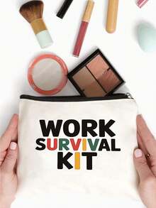 1 Stück Kosmetiktasche mit Arbeitsmotiv - leicht und tragbar, Kulturbeutel-Organizer mit Aufdruck "Work Survival Kit", aus strapazierfähigem Material, geeignet als Geburtstagsgeschenk, für Reisen, Büronutzung und den täglichen Gebrauch - Unisex Haushaltsgeschenk Make-up Tasche Make-up Organizer Kulturtasche Make-up Aufbewahrung Make-up Beutel Waschbeutel Kulturtasche Reisen Reiseutensilien für Frauen - Verschiedenfarbig - Übersicht 5