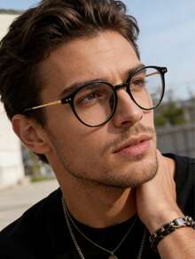 1pc Unisex Fashion Glasses, For Reading, Eye Protection, Daily Use - Black - View 3