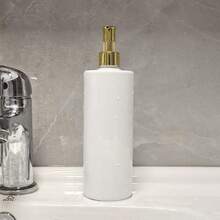 3/6pcs/500ml Bathroom Dispenser Bottles, Empty Containers For Shampoo, Body Wash, Conditioner, Refillable, Home Bathroom Decor, Autumn Decor, Back To School Decor, Plastic Refillable Soap Dispenser, Kitchen & Bathroom Storage, Empty Reusable Soap Lotion Shower Containers - Cylindrical White + Full Gold Pump - View 9