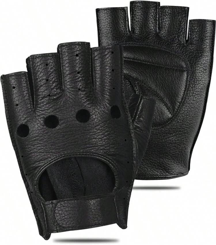 Womens Leather Gloves Driving Touchscreen Warm Nappa Texting Winter Wool Knitted Liner - Piel de venado como café (agujero de palma) - Añade 10