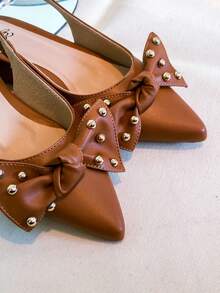 Slingback Open-Toe Pump With A Heel Below 3cm. - Caramel-bow - View 3
