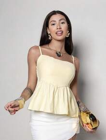 SENSORY BLOUSE DRESS WOMEN'S FASHION SUMMER 2025 - 黃色的 - 查看 5