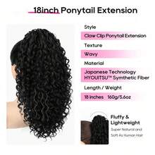 18 Inch Wavy Curly Ponytail Clip-In Hair Extensions, Natural Soft Synthetic Ponytail Hair Piece For Women - Multicolor - View 8