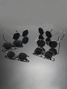 6副铜色方形经典现代简约风格男女通用眼镜，适合驾驶、钓鱼、露营、聚会、街头摄影、热带海滩度假、家庭出游、约会、时尚配饰 - 6pcs 黑金灰組合 - 查看 3