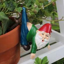 1 peça Engraçado Gancho para Vaso de Plantas, Estátua de Anão Pendurada para Jardim Externo, Decoração para Varanda, Gramado e Pátio, Decoração para Casa, Escritório e Jardim, Acessório para Jardim de Fadas, Ornamento para Pendurar na Borda do Vaso, Decoração de Páscoa e Dia dos Namorados - Pingente de Calça Anão - Ver 5