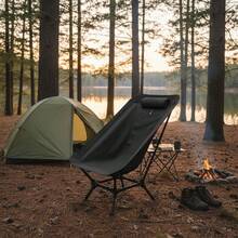 Bros Silla Plegable Camping Portatil, Compacta y Resistente para Playa, Senderismo y Descanso con Bolso Multiusos y Bolso de viaje para Exterior y Actividades al Aire Libre - Hill Comfort (Negro) - Negro - Ver 5