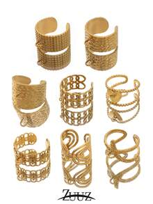 2个不锈钢几何宽环可调节开口环，适用于DIY戒指，带跳环底座，戒指包边篮式珠宝配件 - 戒指底座 - 查看 1