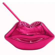 70年代复古迪斯科杯，配有可爱红唇吸管，鸡尾酒杯，塑料派对杯，适合情人节、生日、热带风情派对、夏威夷派对等场合。 - 彩色 - 查看 14