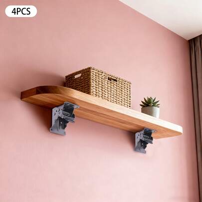 SHIOUCY Black Self-Locking Folding Bracket Set Of 4 2x2.5x2.6in 440lbs Load 0-90° Fold Cold-Rolled Steel For Home Space Saving Table Cabinet Support