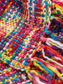 Multicolor Throw Blanket With Tassels, Home Decorative Colorful Throw Blanket For Couch, Boho Throw Blankets For Sofa, Bed Thows For Foot Of Bed, 50"X60" - Multicolor - View 9