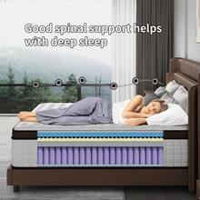 10"12"14" Queen Mattres Twin Full Queen King Size Bed Mattress In A Box, Hybrid Pocket Spring Breathable Cotton Layer Mattress For Motion Isolation & Silent Sleep, Lumbar Support & Pressure Relief, Medium Firm - màu đen - Xem 5