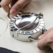 1 pieza Molde para hacer empanadillas grande/mediano/pequeño, Herramientas de acero inoxidable para empanadillas, Imprescindible para uso doméstico, Prensa manual para moldes de empanadillas, Utensilios de cocina - Plateado - Ver 3
