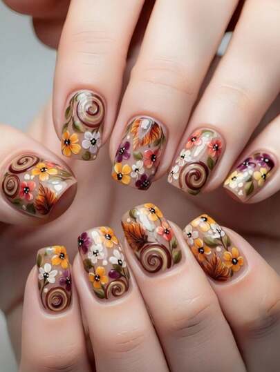 24 Pieces Of Nails Multicolored Striped Design Nails Press On Nails Fake Nails Nail Supplies Art Nails Y2k Nails