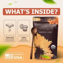 Mushroom Coffee USDA Organic With 6 Adaptogenic Mushrooms And MCT Oil, USA Grown Instant Coffee For Better Energy, Focus, Digestion, Immunity With Turkey Tail, Shiitake, Lion's Mane, 30 Servings - 2 cái - Xem 2