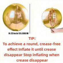 巨型金色充气镜面球 - 可重复使用的金属迪斯科球，适用于派对、婚礼和各种活动，闪亮金色派对装饰，现代装饰，派对装饰 - 金色 - 查看 10