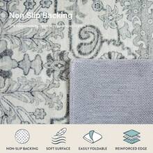 Alfombra de área de 4x6 pies, estilo bohemio vintage lavable, alfombras boho para dormitorio estético, alfombras beige para sala de estar, medallón floral, alfombra suave antideslizante y que no suelta pelusa de lana sintética para entrada, cocina, mesa de comedor - Beis - Ver 7
