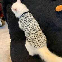 1件猫咪衣服，仿兔毛，单面抓绒，适合猫咪秋冬季节穿着，保暖、防寒、防冻、防掉毛，宠物无袖背心 - 白色 - 查看 5