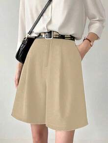 Tailored Bermuda Shorts Without Belt - Foreign Fashion - 香檳色 - 查看 2