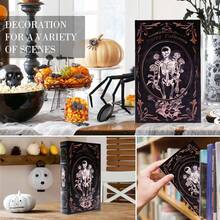 [Free Shipping]Decorative Vintage Book Shaped Trinket Storage Box Halloween Skull Embossed Pattern,Halloween Decoration Faux Book Boxes,Gothic Style Decorated Storage Box -24A-002 - Bộ xương - Xem 5