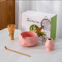 1pc/5pcs Petal Gradient Green Matcha Tea Set, Japanese Ceramic Matcha Bowl & Matcha Whisk Tool Set - Multicolor - View 10
