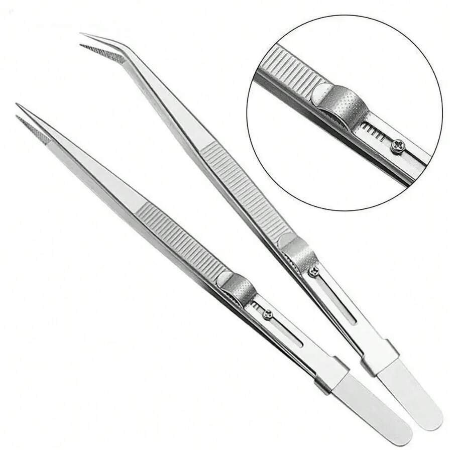 1pc Professional Precision Tweezers Stainless Steel Curved & Straight Tip Set For Jewelry Making Eyebrow Facial Hair Removal Craft Electronics Tweezers Kit For Men Women Professional DIY Enthusiasts Jewelry Makers Craft Workers Beauty Professionals - Multicolor - View 1