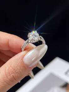 1 Carat Peacock Tail Moissanite Diamond Ring, 925 Sterling Silver, Elegant & Luxurious, Engagement/Wedding Ring, Birthday/Anniversary Gift For Best Friend - Oriole Tail Bull Head Moissanite Ring-1ct - View 2