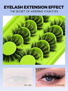 Lasvirey 6对装 蓬松浓密假睫毛 纤细透明假睫毛 纤细自然妆效假睫毛 轻盈奢华3D仿貂毛假睫毛 亮泽睫毛 猫眼睫毛 - 羽毛款 - 查看 3