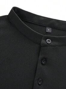 Áo sơ mi nam GRDR cổ Henley tay ngắn màu trơn cổ điển, món đồ thiết yếu thường ngày, không thể thiếu trong tủ đồ mùa hè. - màu đen - Xem 6