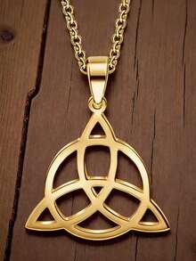 Fashionable Versatile Celtic Trinity Knot Pendant Necklace - Gold - View 5