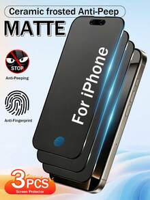 适用于 17 Pro Max 6.9 英寸的磨砂隐私屏幕保护膜，采用柔软薄膜材质，非玻璃，全覆盖，防窥防盗，防眩光，防指纹，兼容手机壳。兼容 17 Pro Max、17 Air、16 Pro Max/16 Pro/16 Plus/16/15 Pro Max/14 Pro Max/13 Mini/12/11/XS Max/XR/8 Plus/7 Plus。 - 3pcs - 查看 22