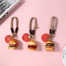 卡通树脂汉堡包钥匙扣 可爱仿真汉堡包挂件 创意书包挂件 - 彩色 - 查看 6