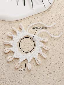 1pc White & Black Crochet Shell Pendant Anklet, Suitable For Women Vacation Wear - Anklet - View 7