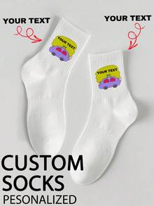 1 Pair Of Customized Crew Socks,Custom Face Socks, Couple Socks,Custom Photo Sock, Custom Printed Socks, Personalized Funny Face Socks, Custom Picture Socks, Put Any Face On The Socks - White - View 2