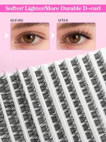 Waloshow 1 caja de 110 racimos de pestañas individuales con rizo D, para crear un efecto de maquillaje natural o dramático. Pestañas postizas individuales para aplicar en casa. - Negro - Ver 5