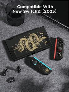 Ayotu Snake Skin Floral & Star Pattern Switch Protective Case, Suitable For New Switch 2 (2025)/Switch NS/Switch OLED, Can Be Used On Docking Station Without Removing, Universal Game Controller Protective Cover, Switch Gaming Accessories, Anti-Fall And Scratch, Romantic For Autumn/Winter, Back To School, Christmas, Valentine's Day Gift - Multicolor - View 19